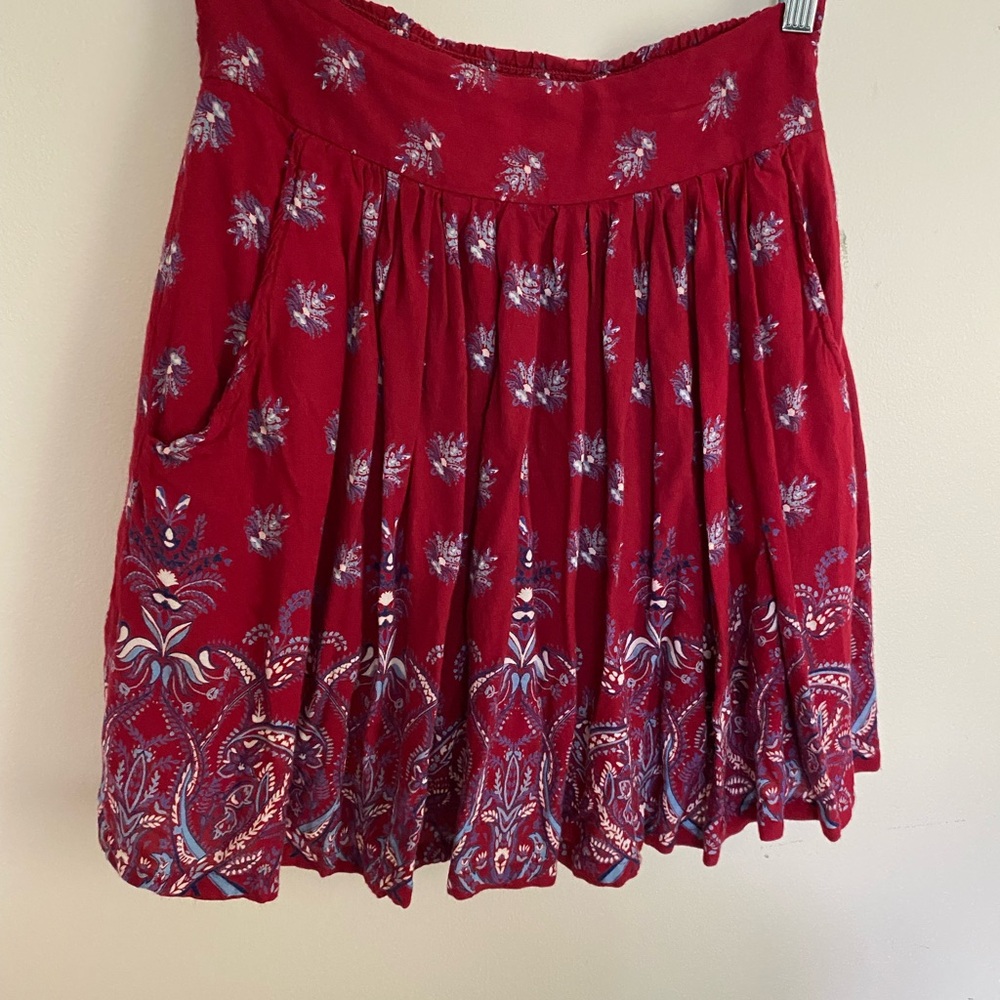 Floral Red Skirt